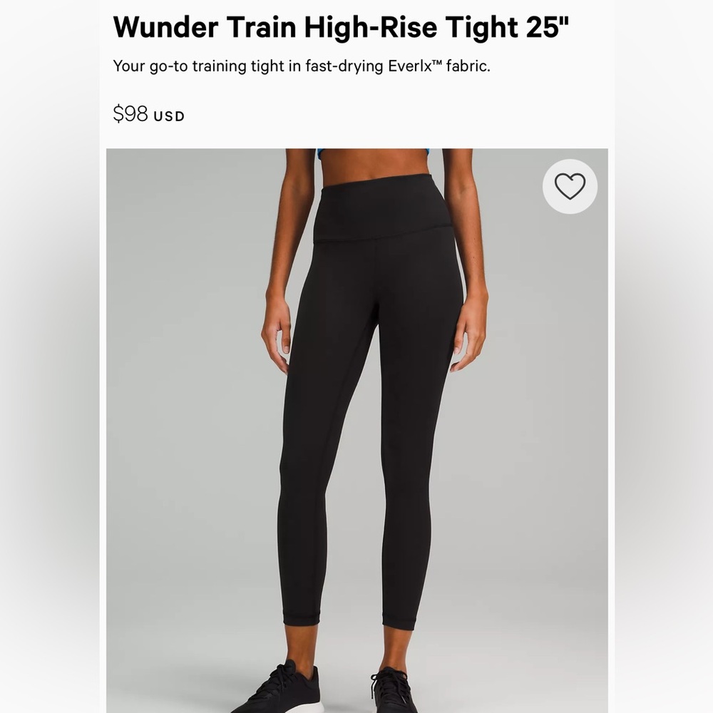 Like new Lululemon Wunder Train high rise tight 25” size 2